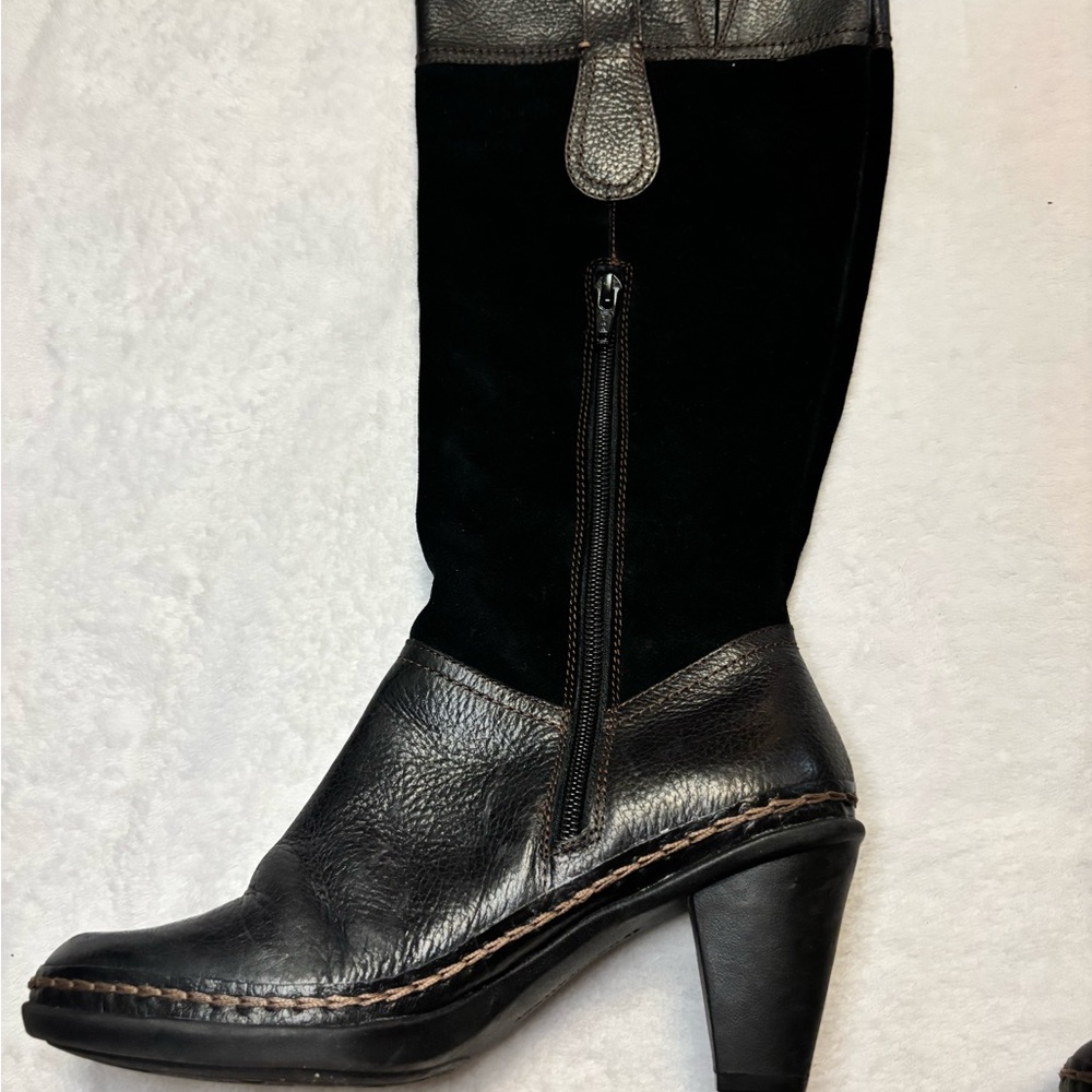 Naturalizer Dandy N5 Comfort Black Leather and Suede Heeled Boots Size 7.5 EC - Picture 4 of 11